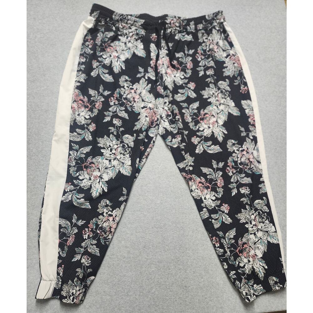 Inspired Hearts Womens 3X Floral Jogger Pants Black Stretch Lounge Casual
